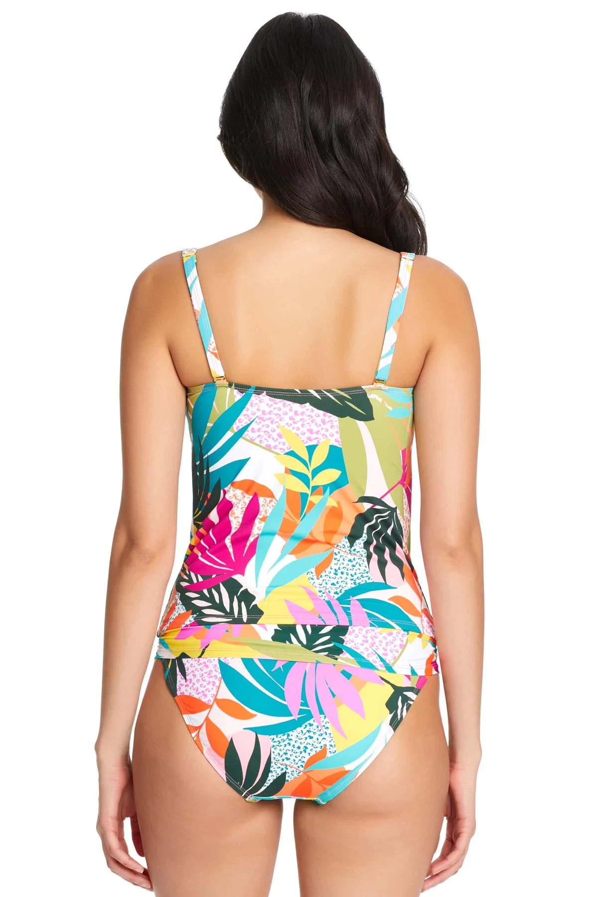 Tropical Tie Front Over The Shoulder Tankini Top 2 Tropical Tie Front Over The Shoulder Tankini Top - Image 2