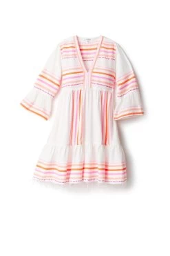 Eshe Flutter Mini Dress -Luna Beach Shop RW2319C1 Apparel Dress Pink Laydown