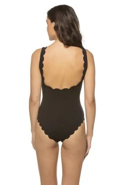 Marysia Palm Springs One Piece Wide Strap Tank -Luna Beach Shop S0043 One Piece Swimsuit Black Indigo Back1