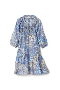 Stevie Drop Waist Silk Dress -Luna Beach Shop S053 STEVIE N Apparel Dress Jungle Print Lake Blue Laydown