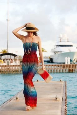 Scarf Trim Sun Hat -Luna Beach Shop S19804A Hat Toffee Lifestyle1