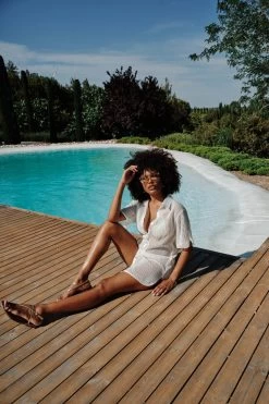 Camila Mini Dress -Luna Beach Shop SHORT SHEER W BELT Apparel Dress Snow White Lifestyle