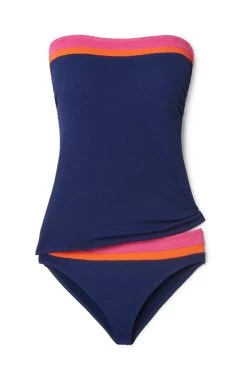 Tommy Bahama Colorblock Bandini Molded Bandeau Tankini Top -Luna Beach Shop SS100238 Tankini Top Passion Pink Laydown