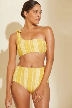 Luchia Asymmetrical Bikini Top -Luna Beach Shop SS2327 Bikini Top Yellow Lifestyle