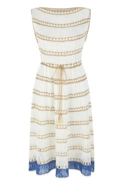 Crochet Midi Dress -Luna Beach Shop SS23CD06 Apparel Dress Snow White Laydown