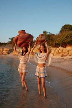 Crochet Mini Skirt -Luna Beach Shop SS23CS12 Apparel Bottom Malibu Blue Lifestyle