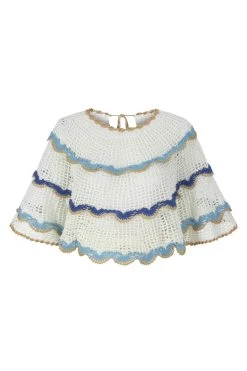 Crochet Crop Top -Luna Beach Shop SS23CT16 Apparel Top Malibu Blue Laydown