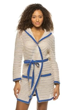 Crochet Long Sleeve Hooded Sweater Jacket