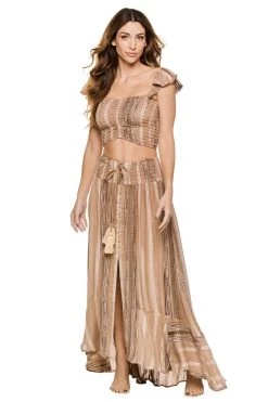 Smocked Off Shoulder Crop Top