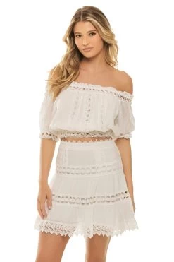 ELAN Crochet Off The Shoulder Crop Top