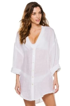 EBW X Vitamin A Shirt Dress -Luna Beach Shop VIT WHITE ECOGA Shirt20Dresses Front2 91852